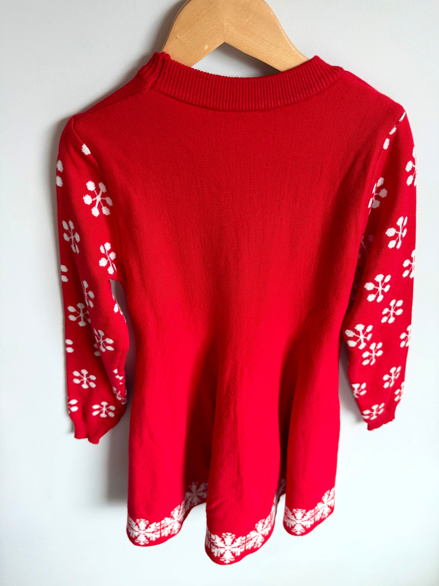 Red Knit Reindeer Long Sleeve Dress / 11-12 years