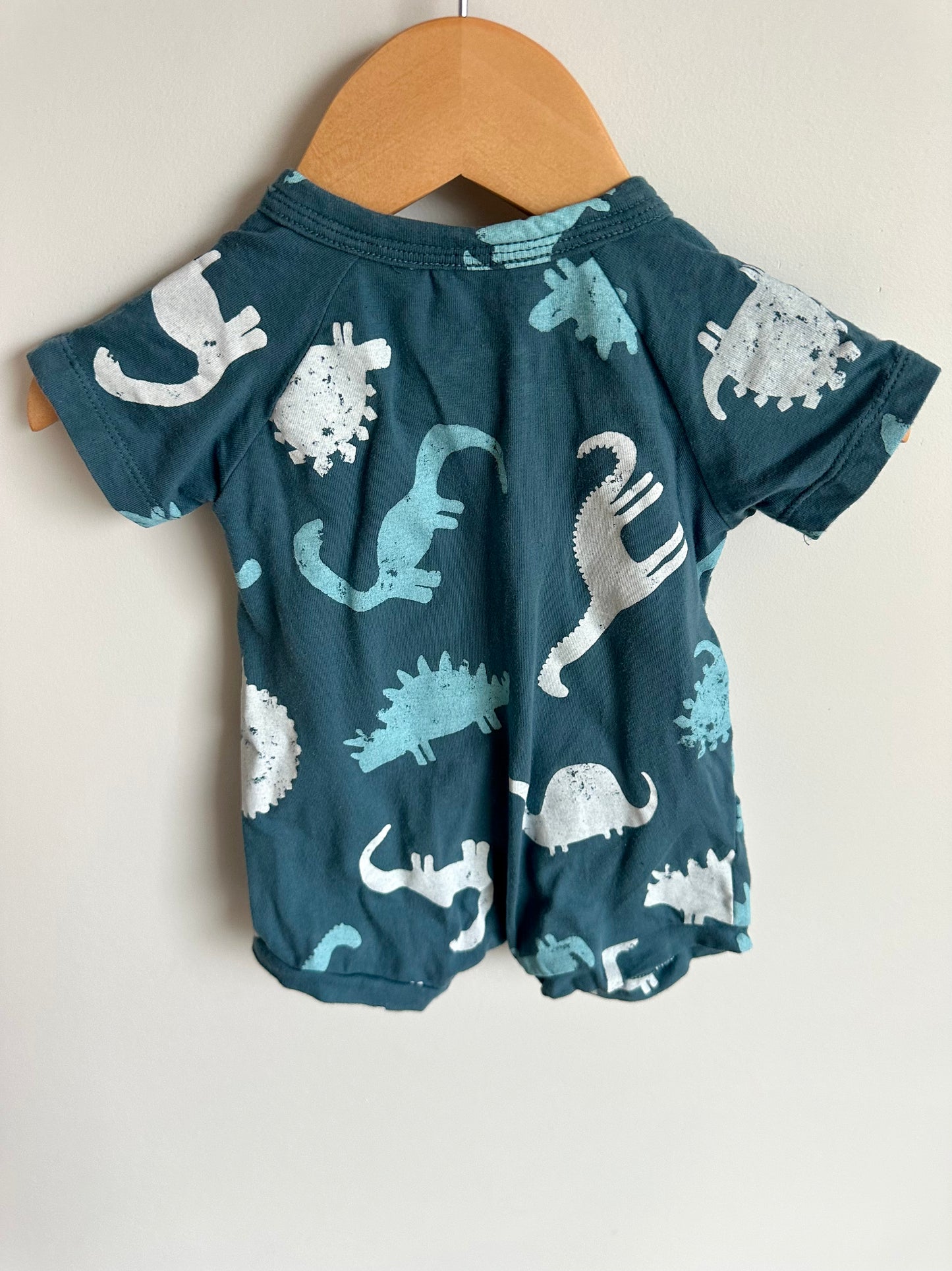 Bonds Short Sleeve Dino Tie Blue Romper / 3-6m