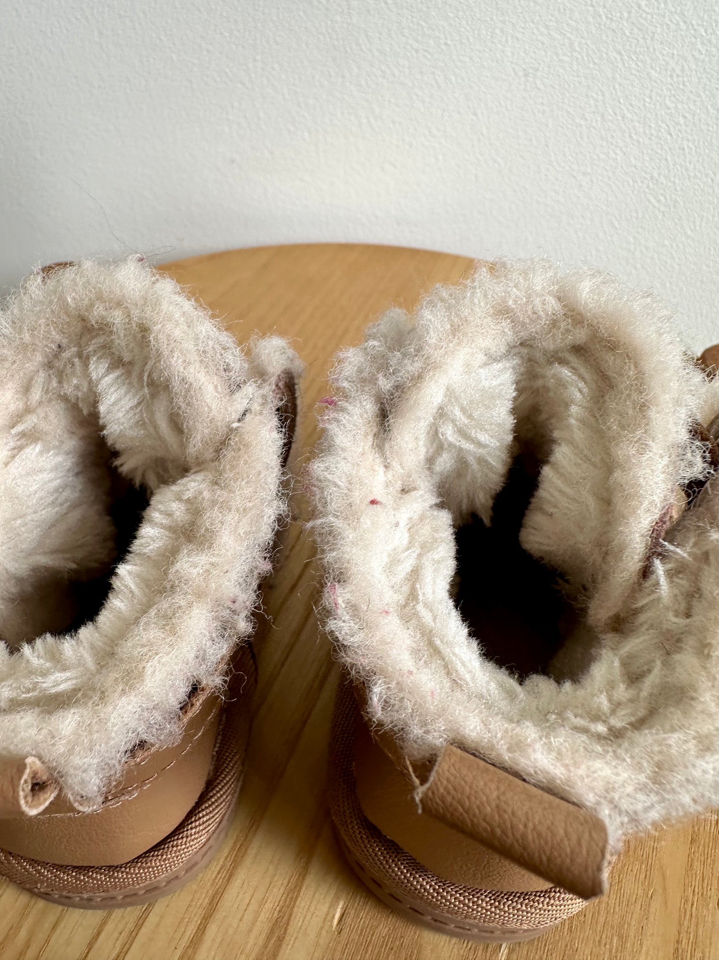 Tan Sherpa Lined Velcro Boots / Size 2 Infant