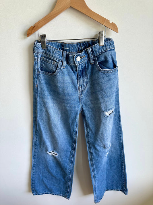 High Rise Distressed Wide Leg Jeans / 12 years