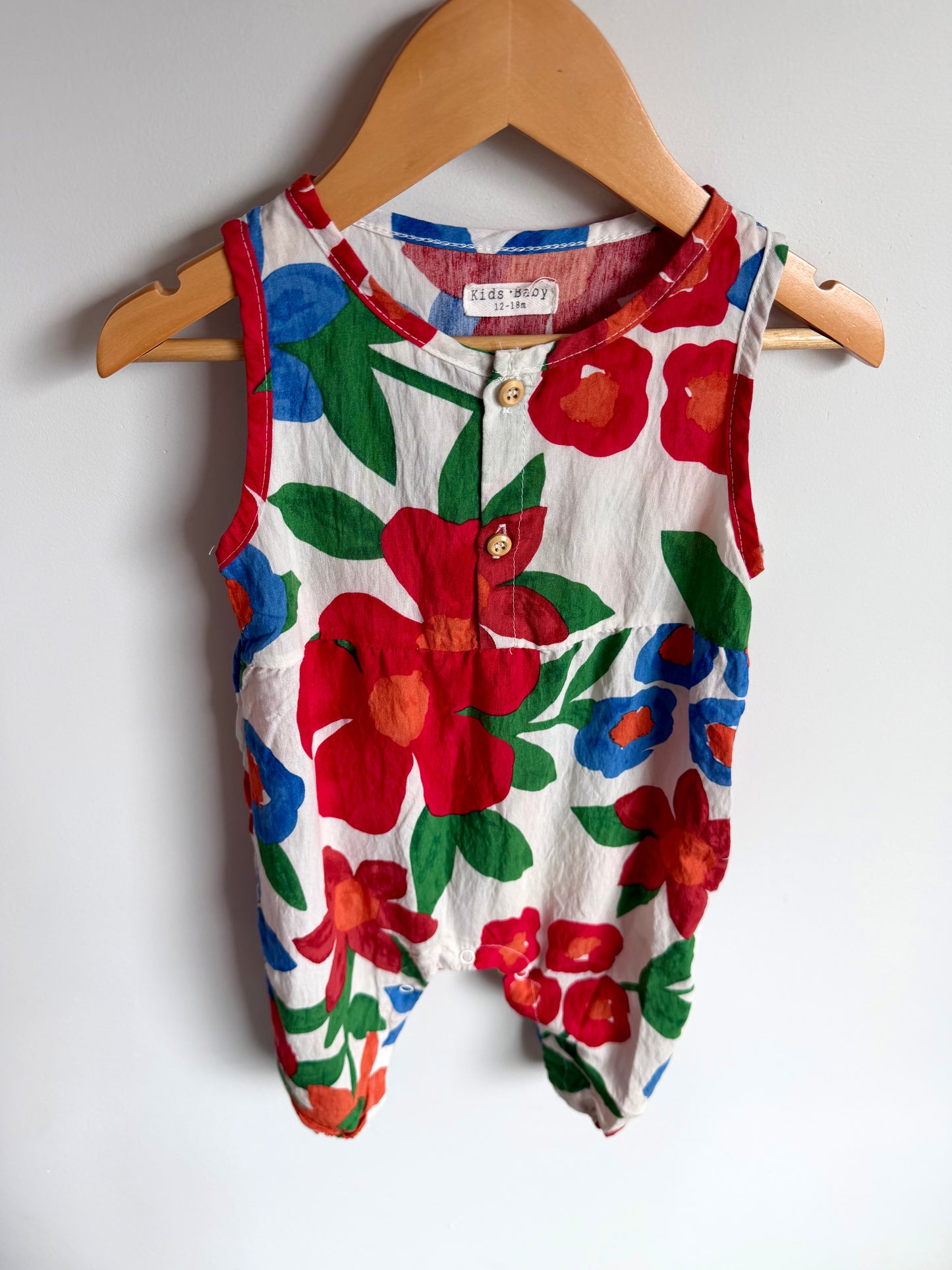 Bright Floral Sleeveless Jumpsuit / 12-18m