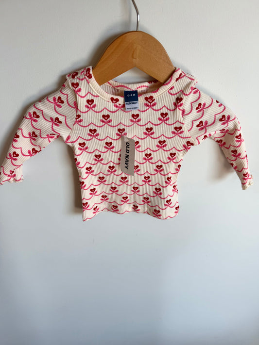 Heart Flower Top (With tags) / 0-3m