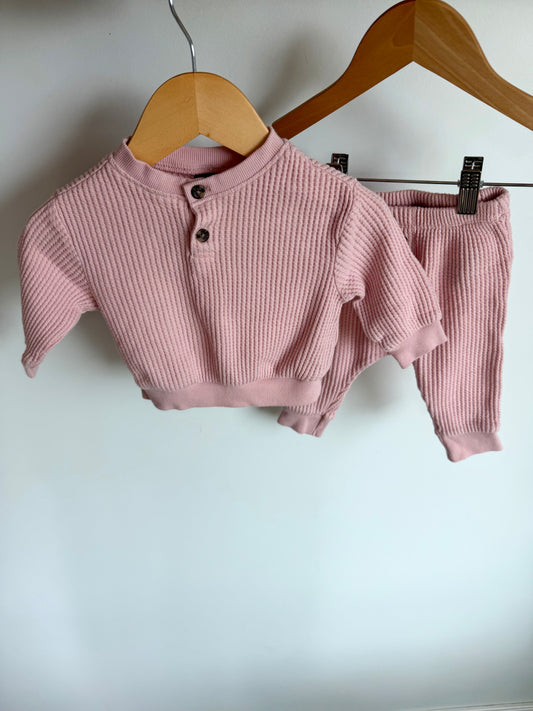 Pink Ruffle Top + Pants Set / 3-6m