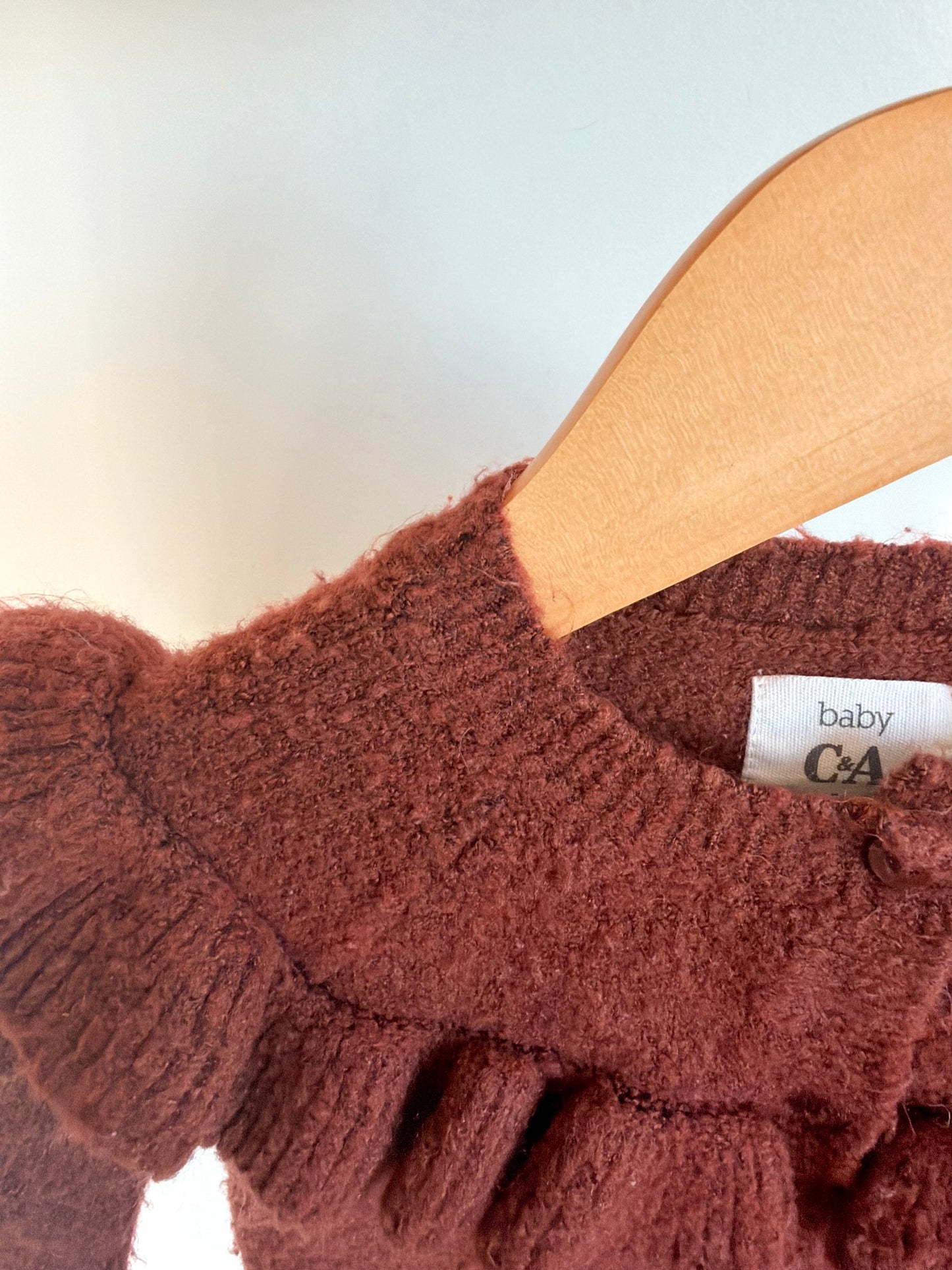 Rust Ruffle Sleeve Sweater / 6-9m