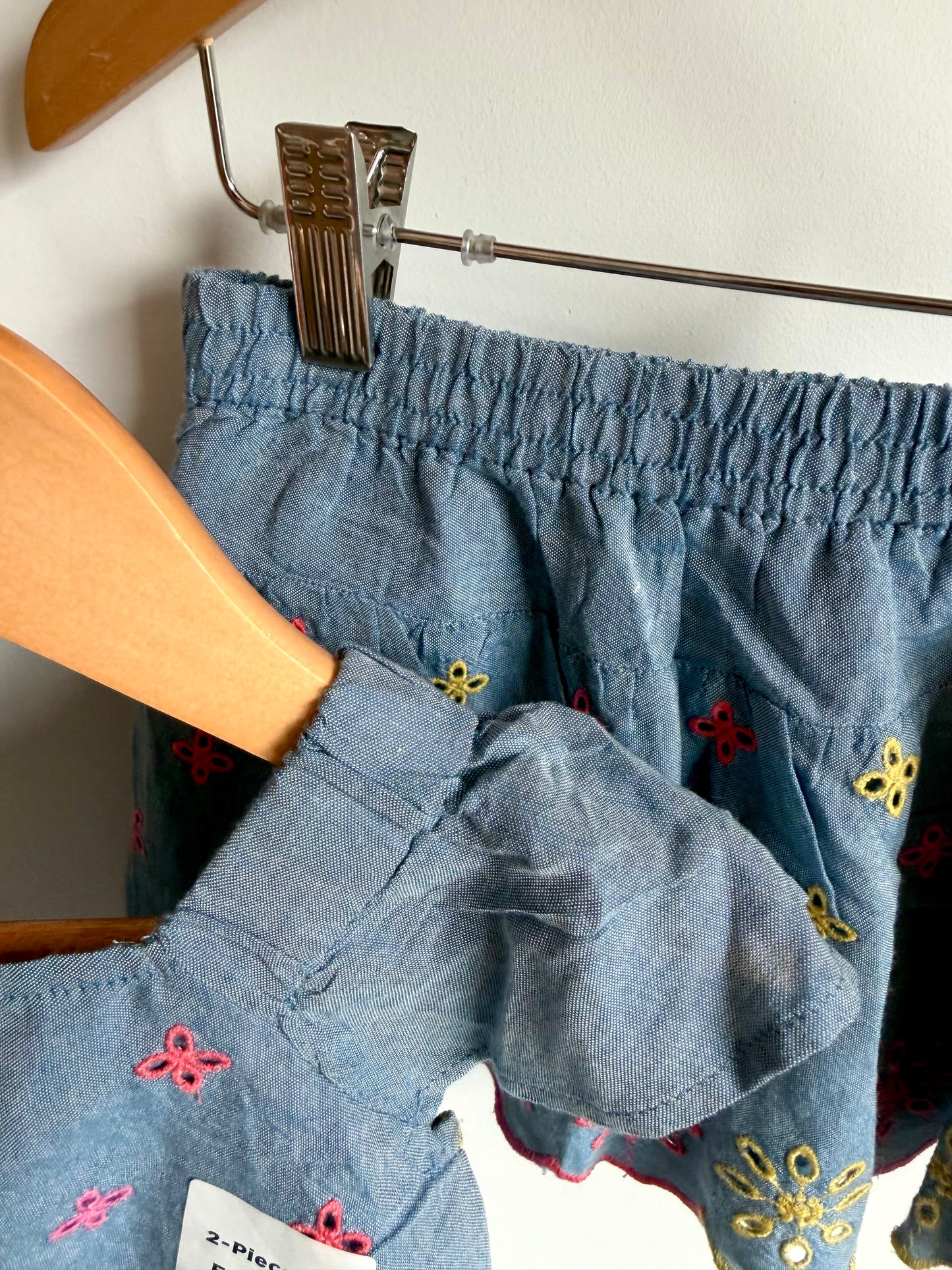 Chambray Eyelet Top + Skirt Set Set (with Tags) / 12-18m