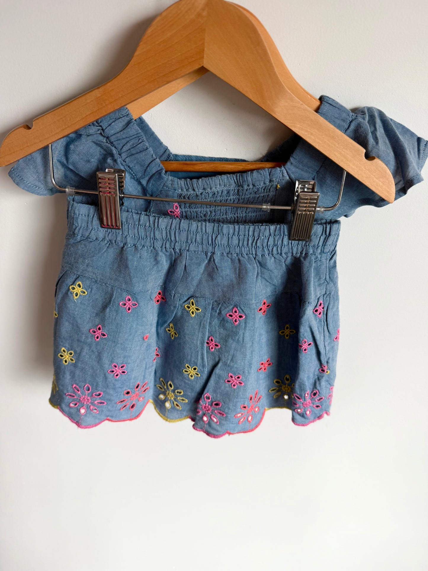 Chambray Eyelet Top + Skirt Set Set (with Tags) / 12-18m
