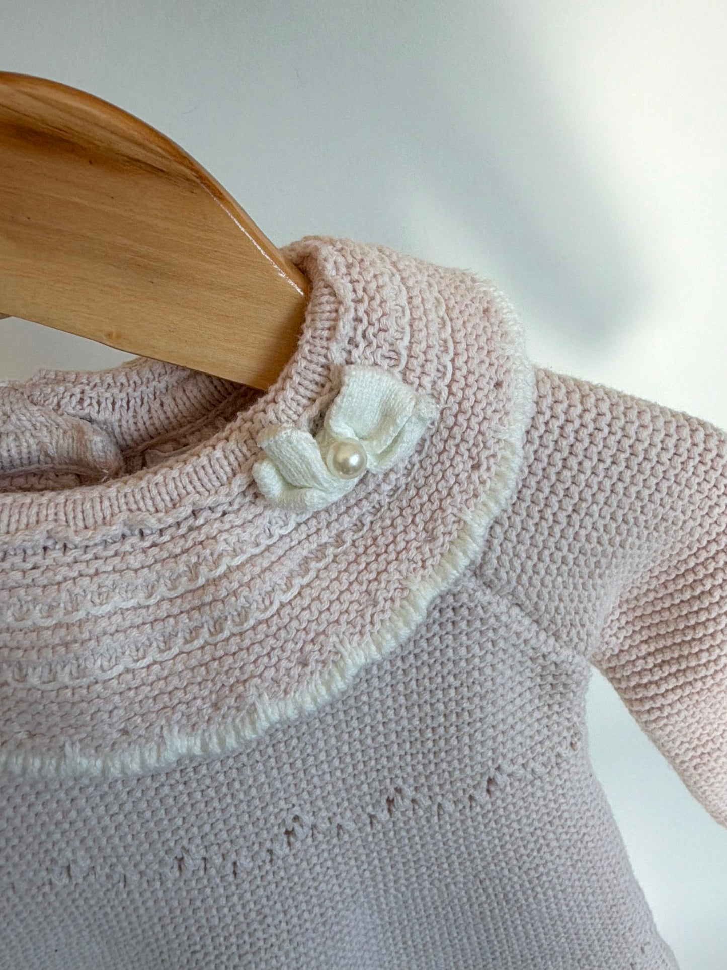 Blush Knit Pearl Dress / 3-6m
