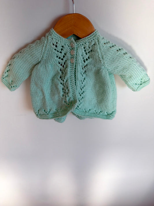 Handmade Knit Mint Green Cardigan / 0-3m?
