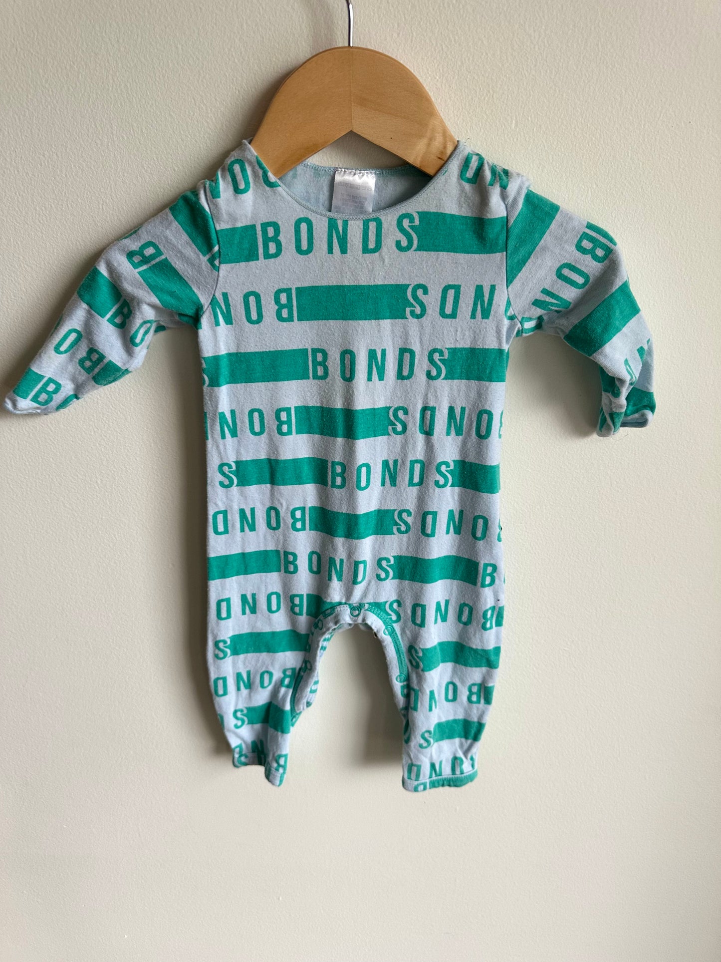 Bonds Turquoise Text Jumpsuit / 0-3m