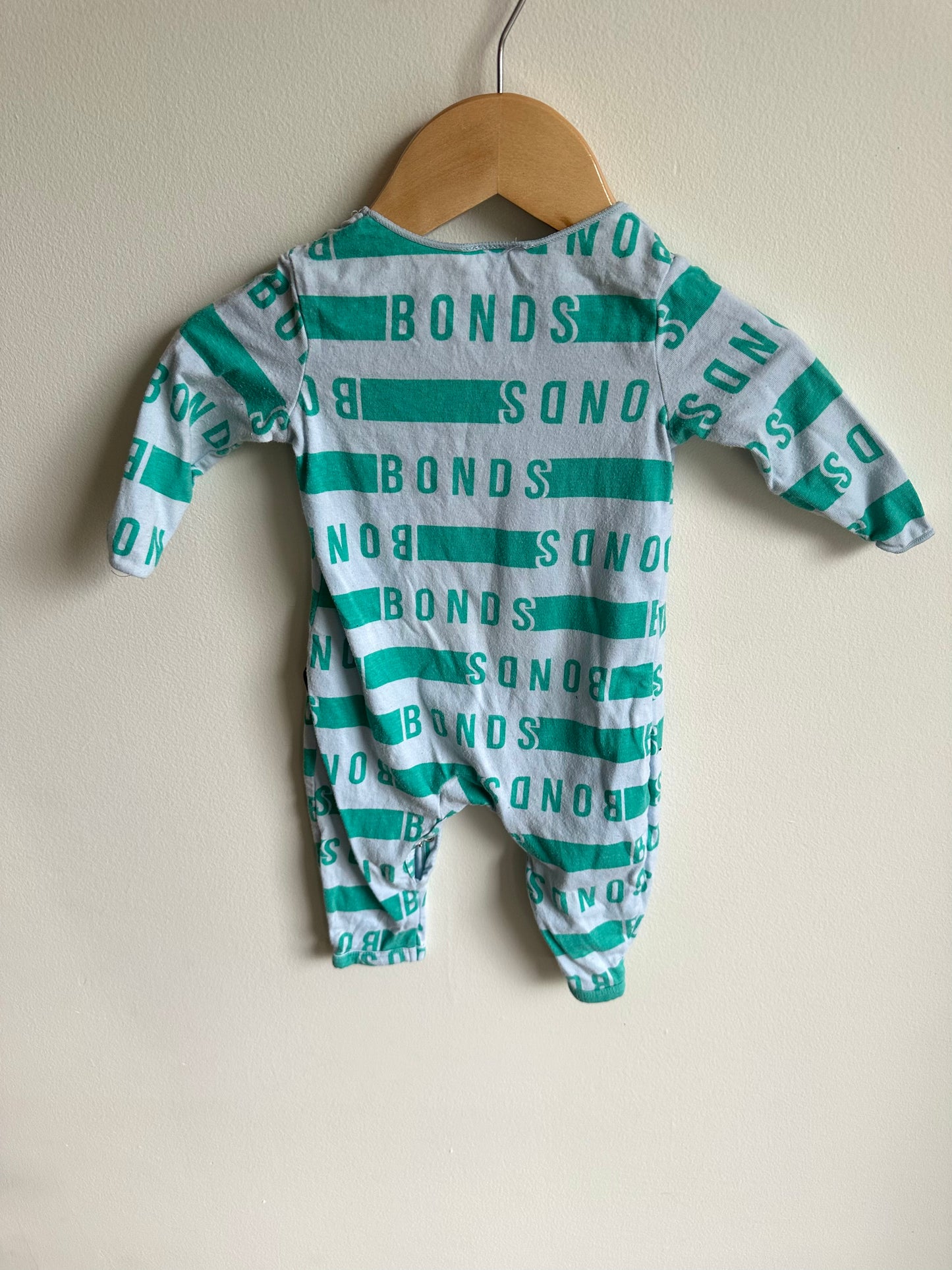 Bonds Turquoise Text Jumpsuit / 0-3m