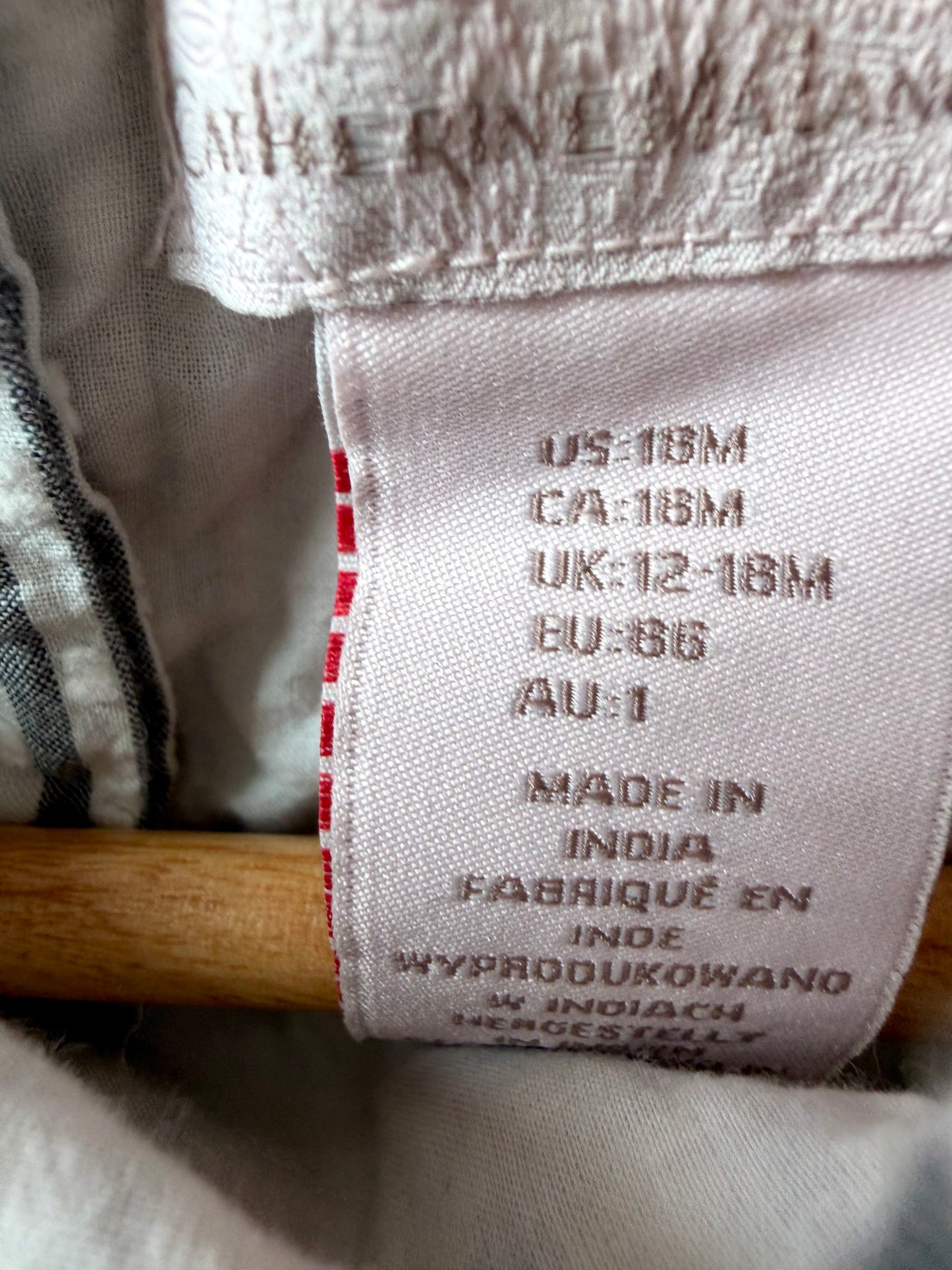 100% Cotton Stripe Embroidered Long Sleeve / 18m