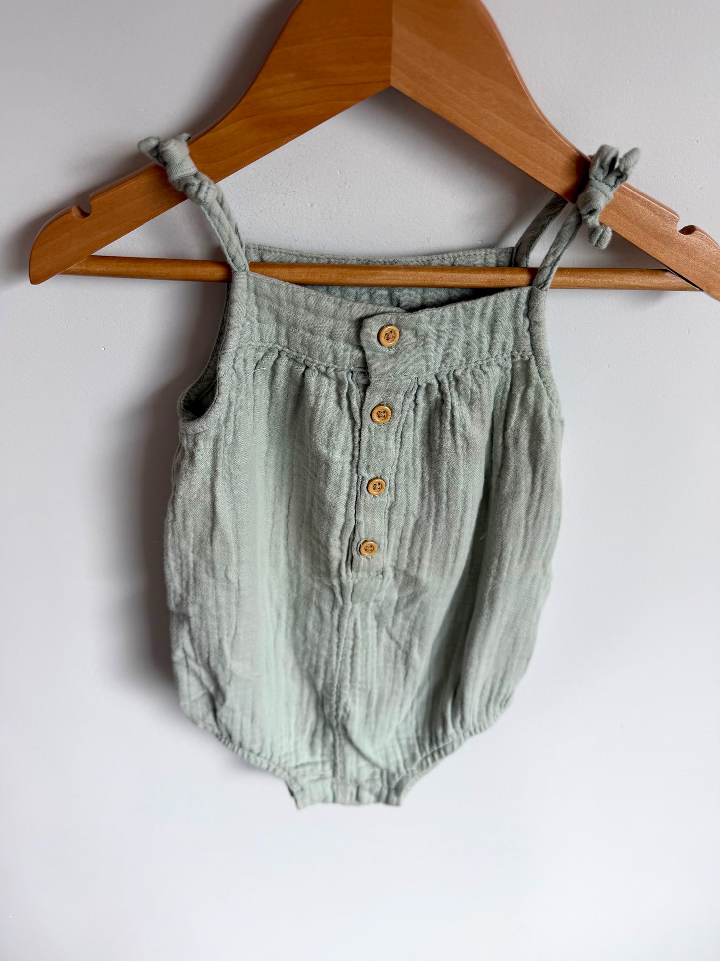Organic Sage Bubble Romper / 18m