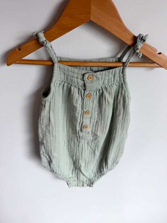 Organic Sage Bubble Romper / 18m