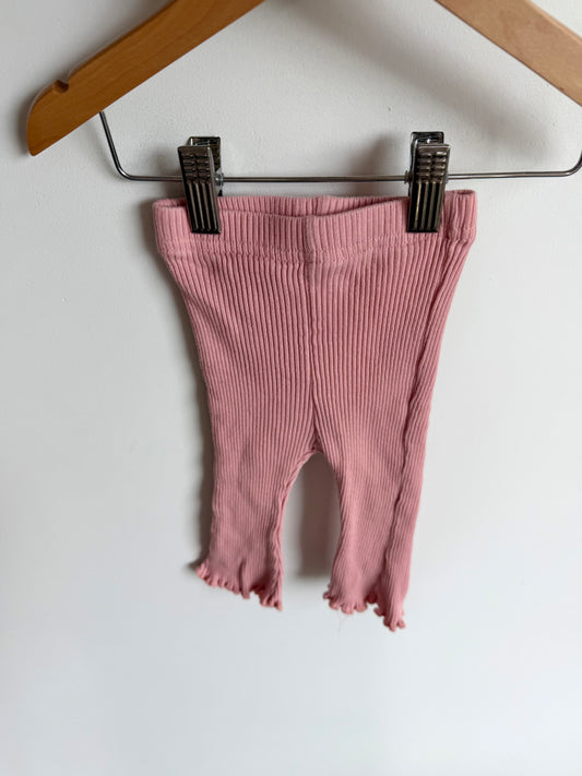 Ribbed Pink Wavy Hem Pants / 3-6m