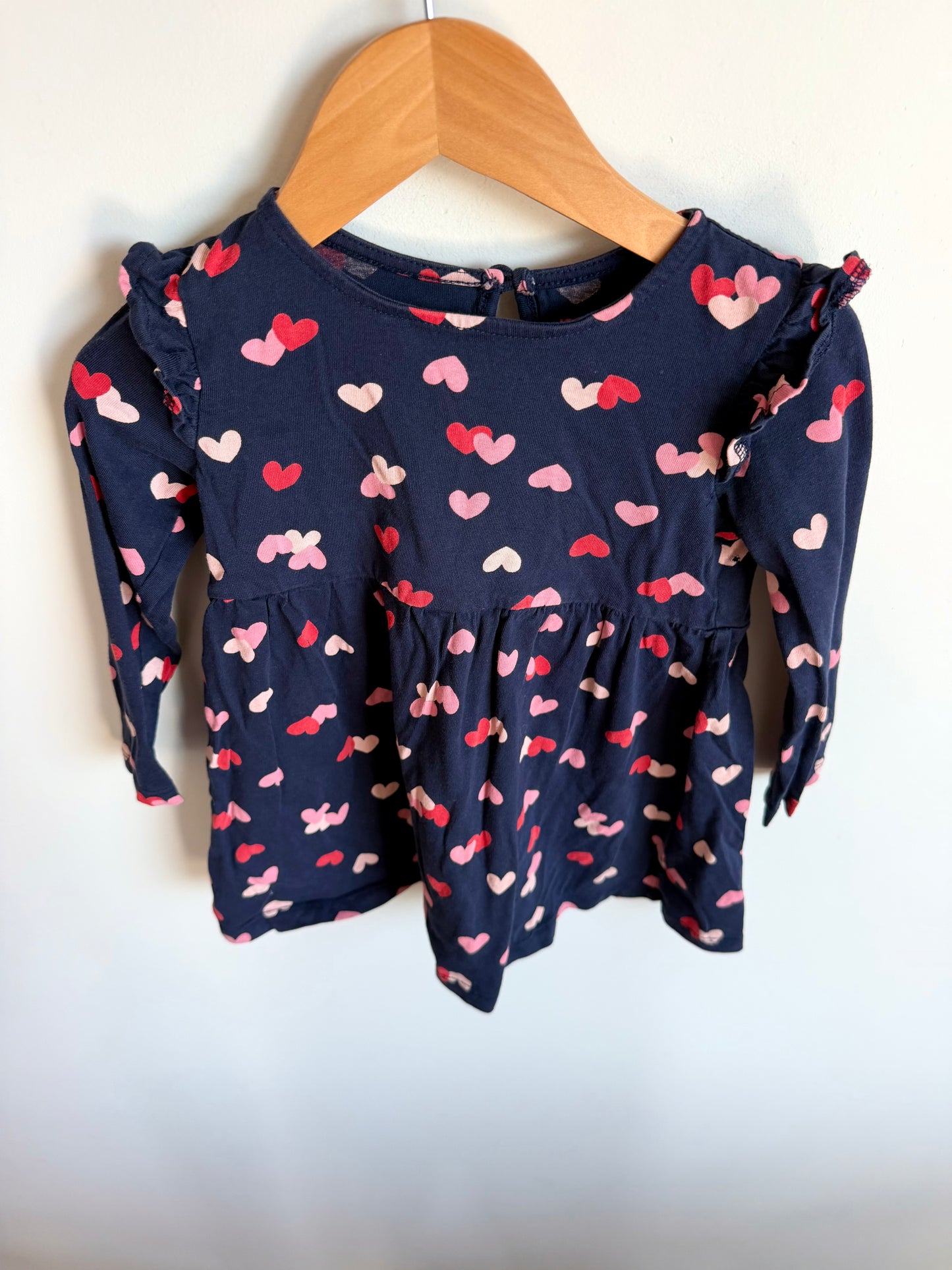 Heart Navy Pattern Dress / 18-24m