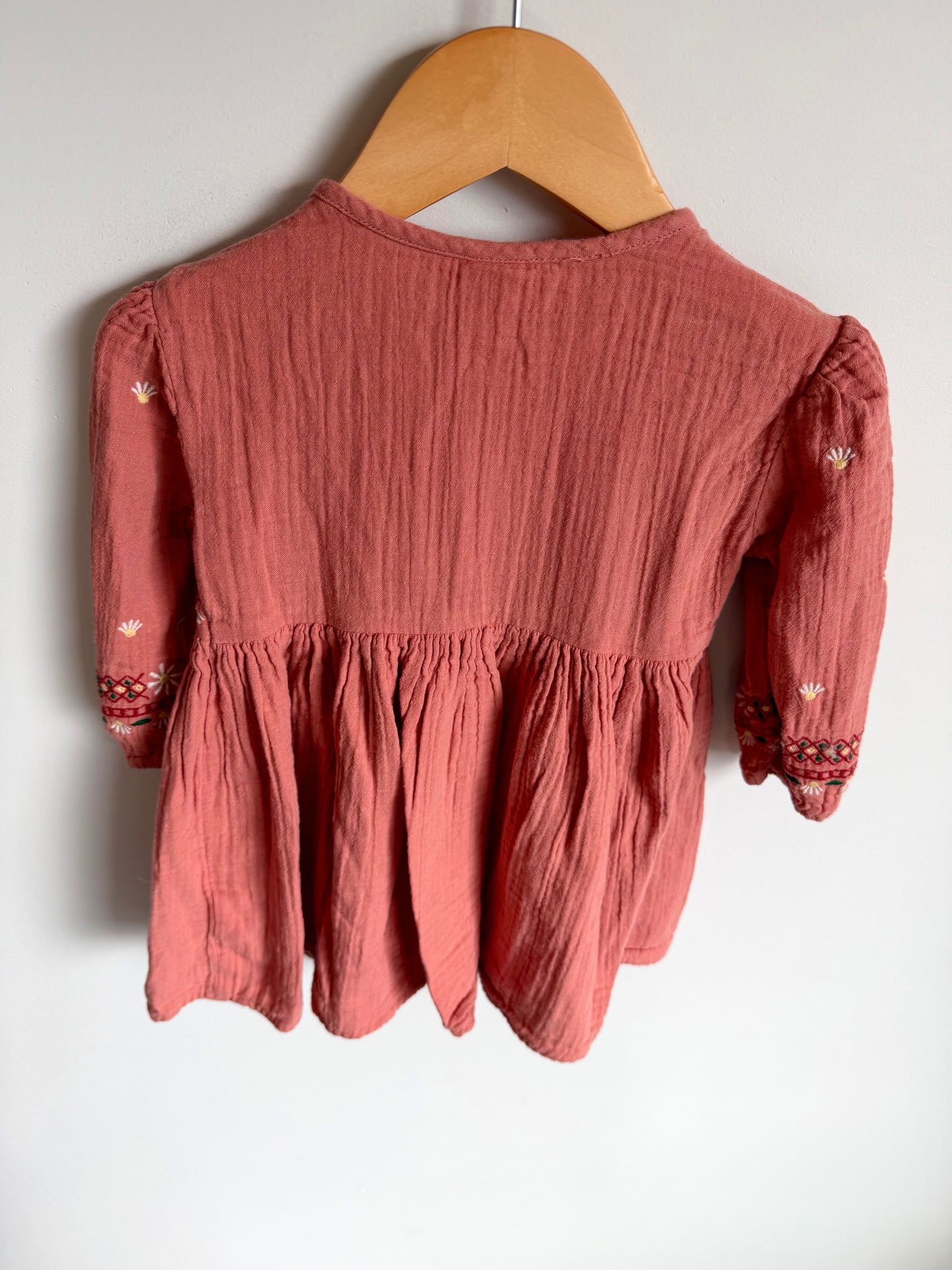 Blush Muslin Embroidered Dress / 18-24m