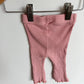 Ribbed Pink Wavy Hem Pants / 3-6m