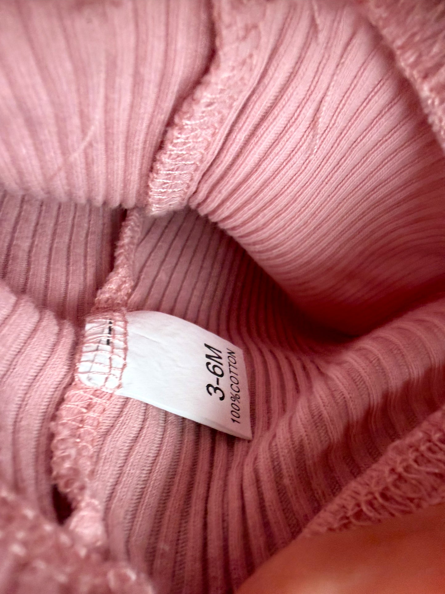 Ribbed Pink Wavy Hem Pants / 3-6m