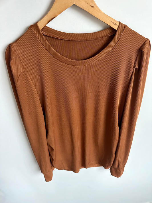 Ribbed Burnt Orange Maternity Long Sleeve / Medium