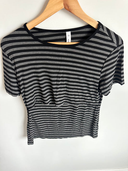 Rayon Grey Striped Nursing T-shirt / Medium