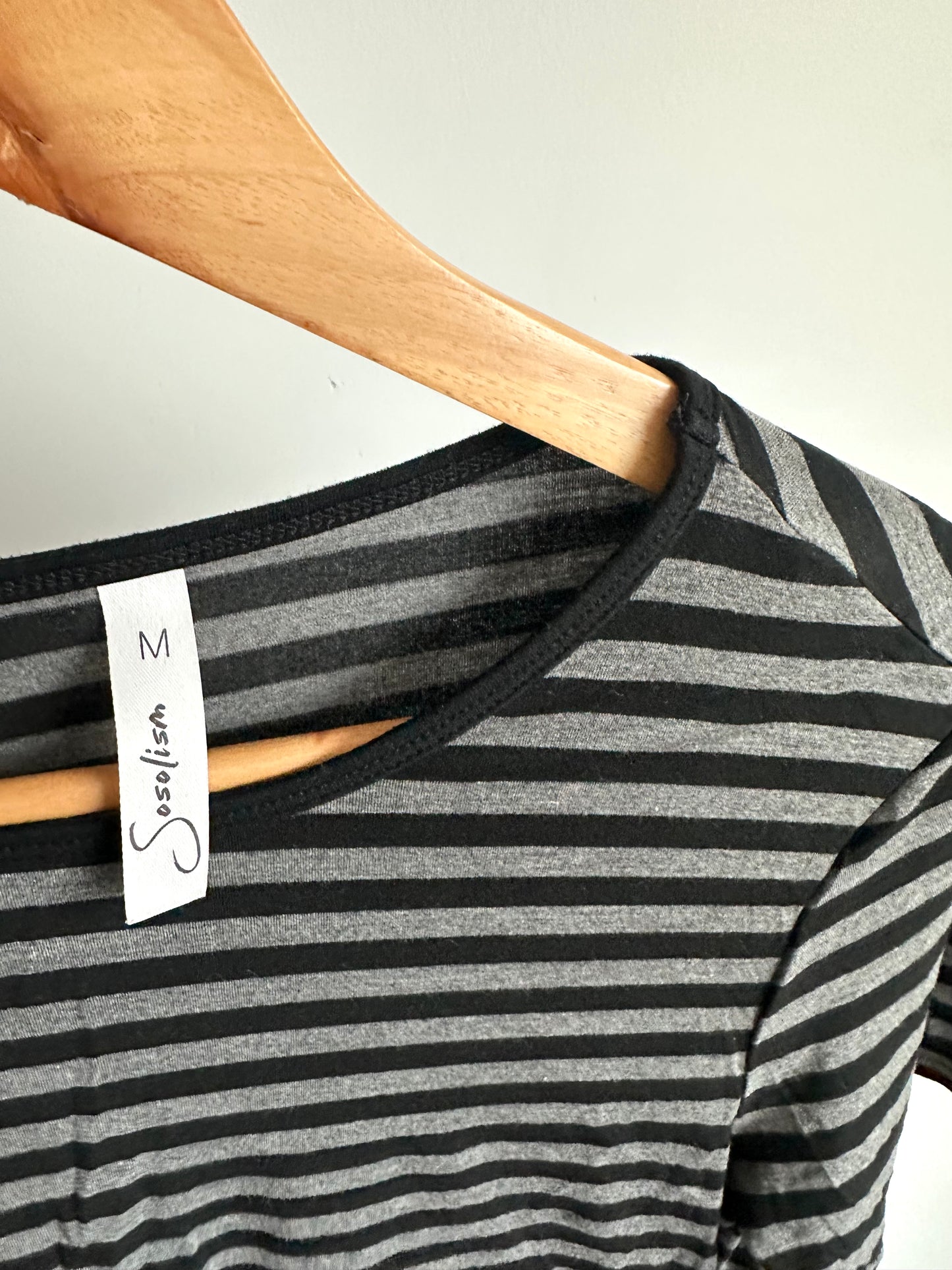 Rayon Grey Striped Nursing T-shirt / Medium