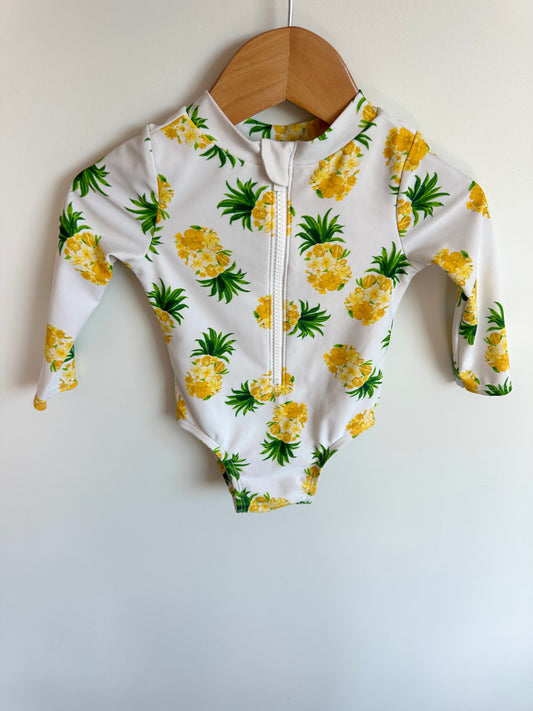 Yellow Flower Zip Swimsuit / 12-18m