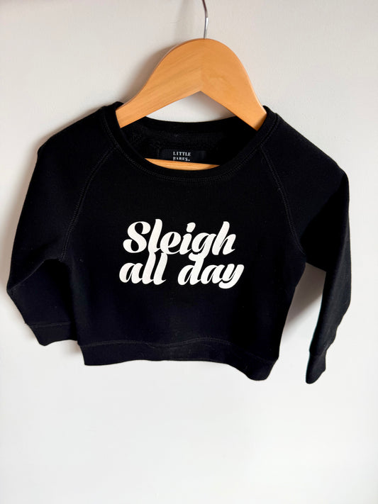 Sleigh all Day Black Crewneck / 2-3T
