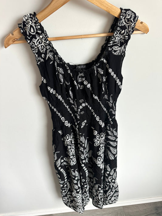 Black Patterned Stretch Dress / Small