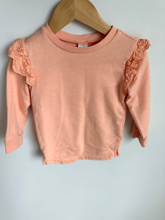 Peach Ruffle Sleeve Sweater / 2T