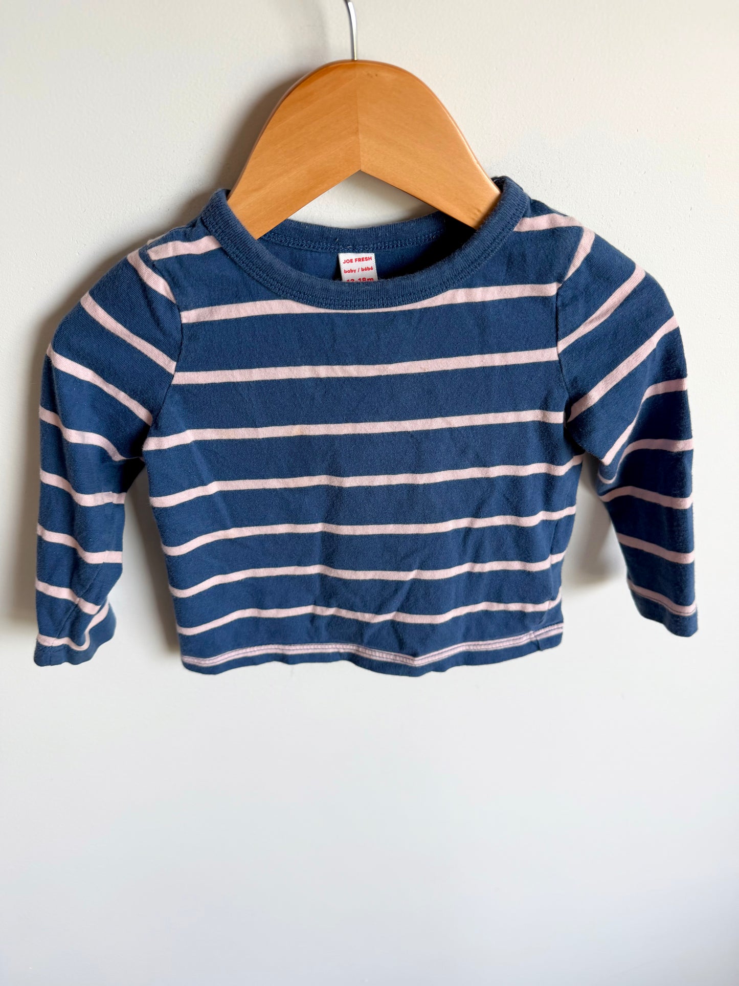 Pink + Blue Striped Top / 12-18m