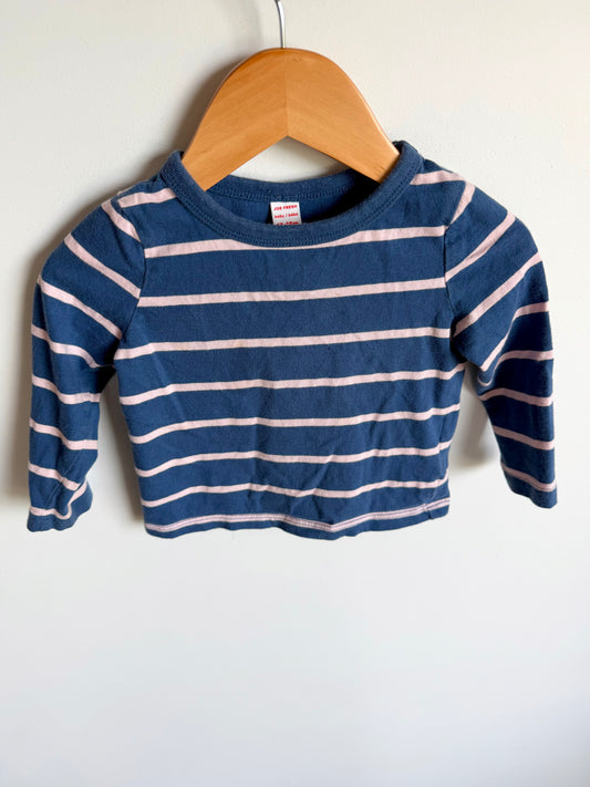 Pink + Blue Striped Top / 12-18m