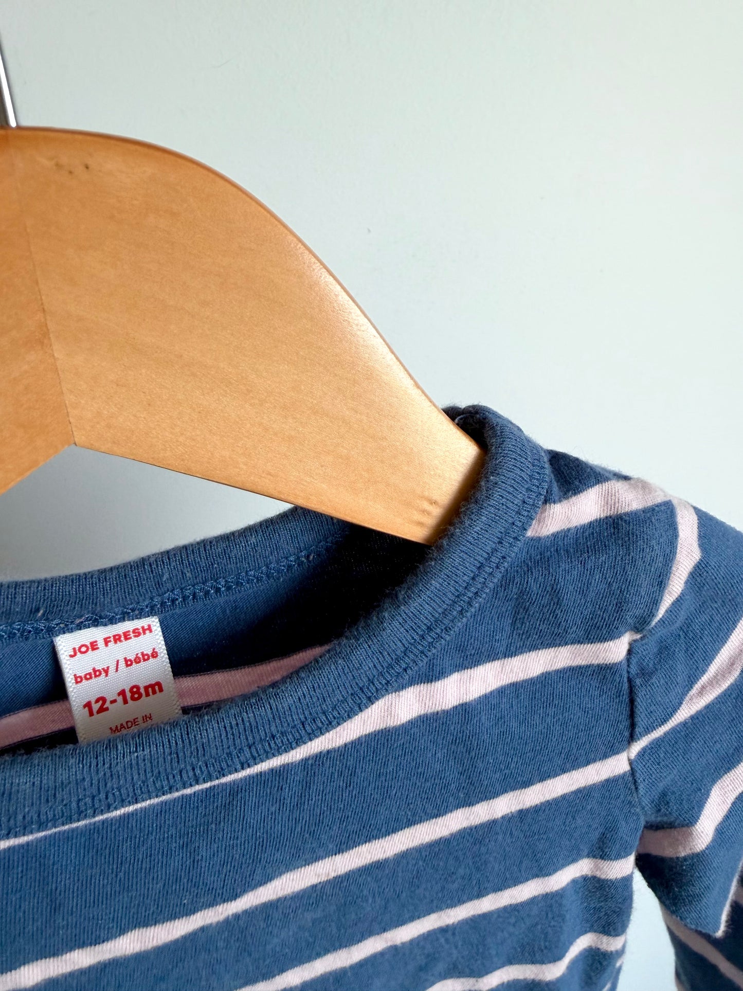 Pink + Blue Striped Top / 12-18m