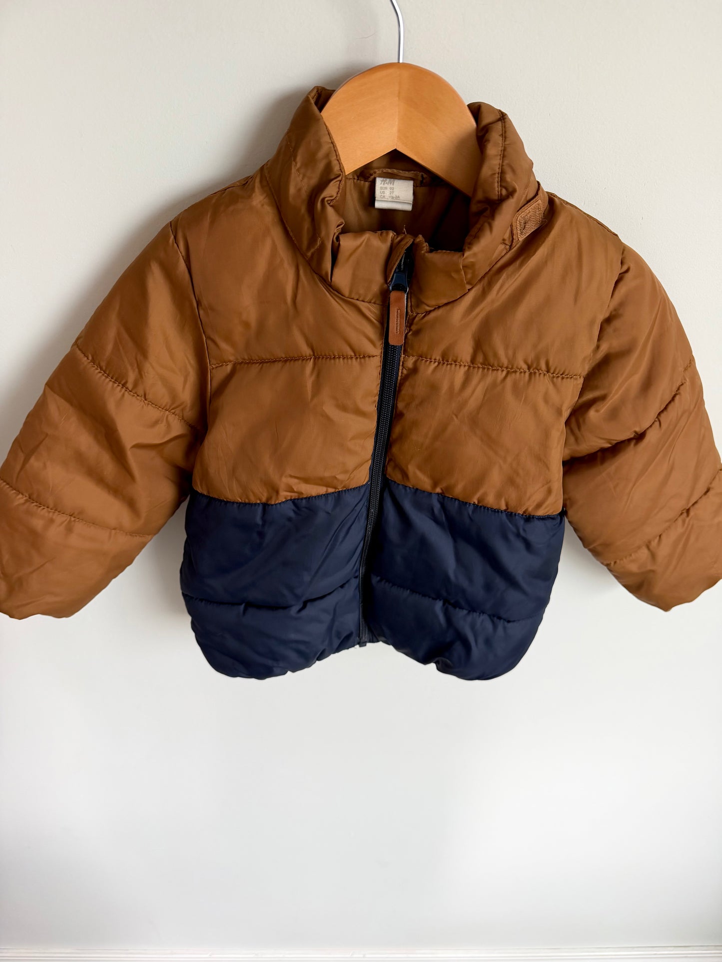 H&M Brown + Navy Puffer Jacket / 18-24m