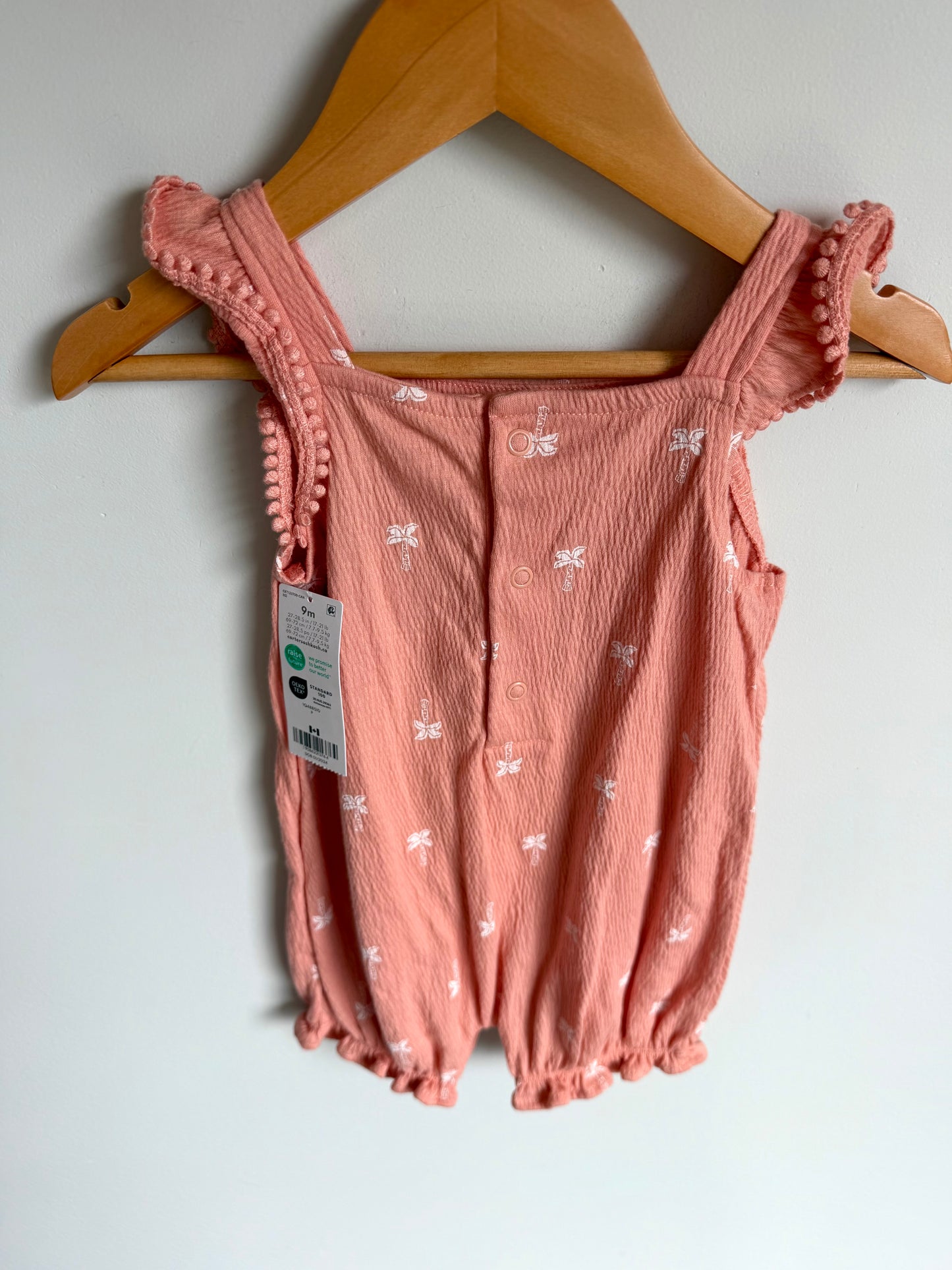 Pink Palm Tree Romper (with Tags) / 9m