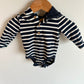 Dino Hooded Blue Stripe Bodysuit / 0-3m