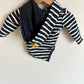 Dino Hooded Blue Stripe Bodysuit / 0-3m