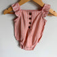Pink Vertical Stripe Ruffle Sleeve Bodysuit / 6-9m