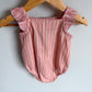Pink Vertical Stripe Ruffle Sleeve Bodysuit / 6-9m