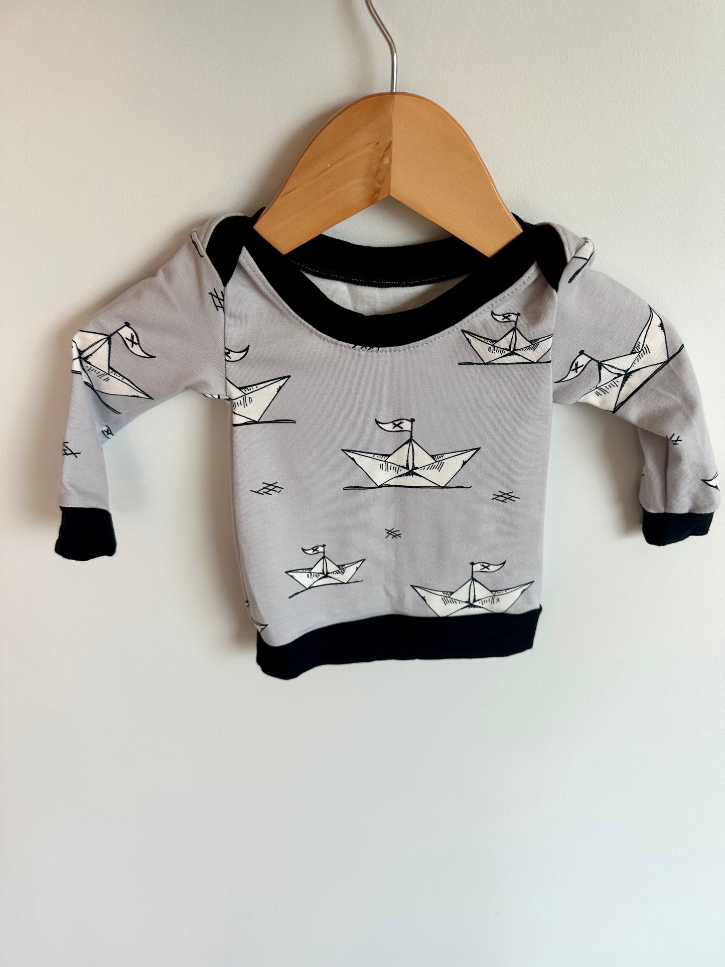 Grey Origami Boat Crewneck / 0-3m