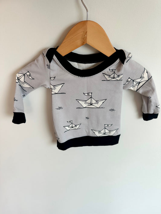 Grey Origami Boat Crewneck / 0-3m