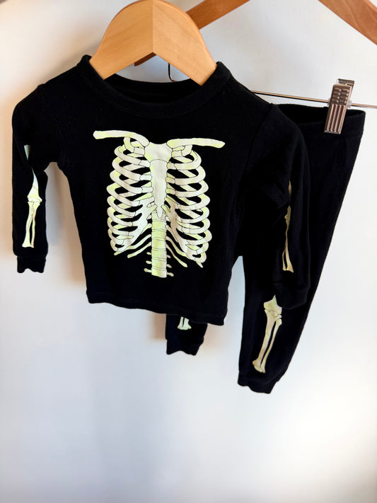 Black Skeleton Glow in the Dark PJ Set / 12-18m
