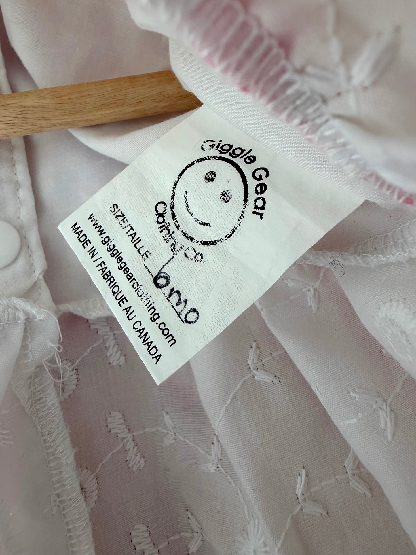 Handmade in Canada Floral + White Eyelet Dress / 6m