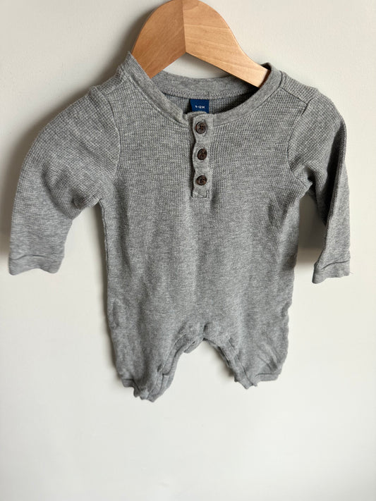 Grey Waffle Knit Romper / 6-12m