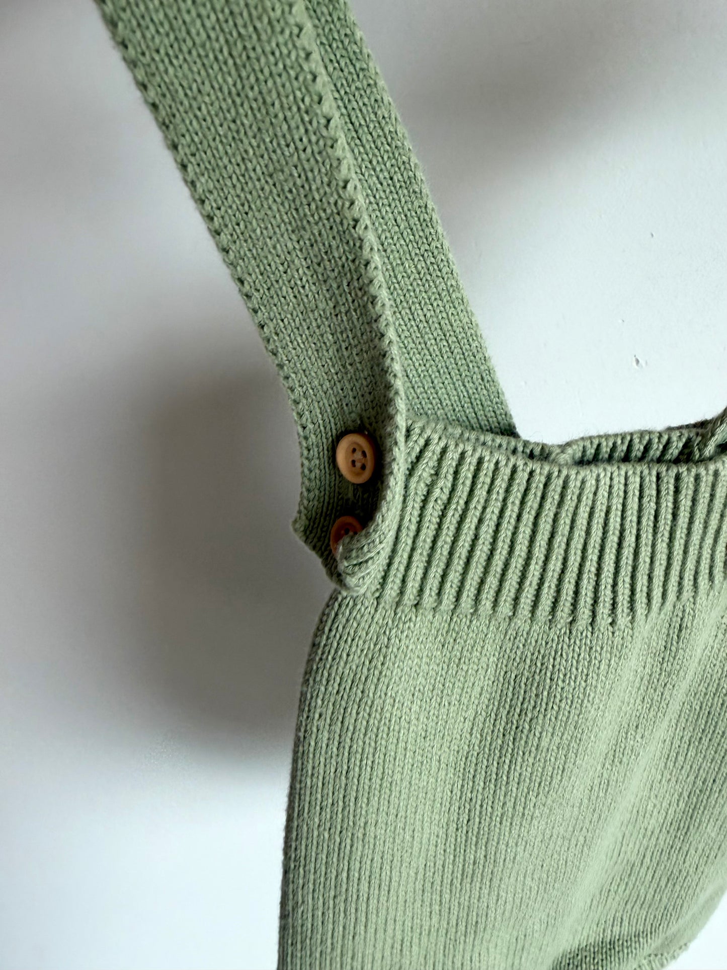 100% Cotton Knit Sage Bubble Romper / 3-6m