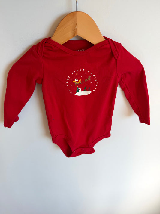 My Very First Christmas Santa + Reindeer Bodysuit / 12m