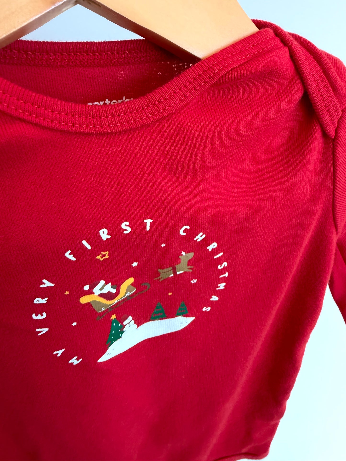My Very First Christmas Santa + Reindeer Bodysuit / 12m