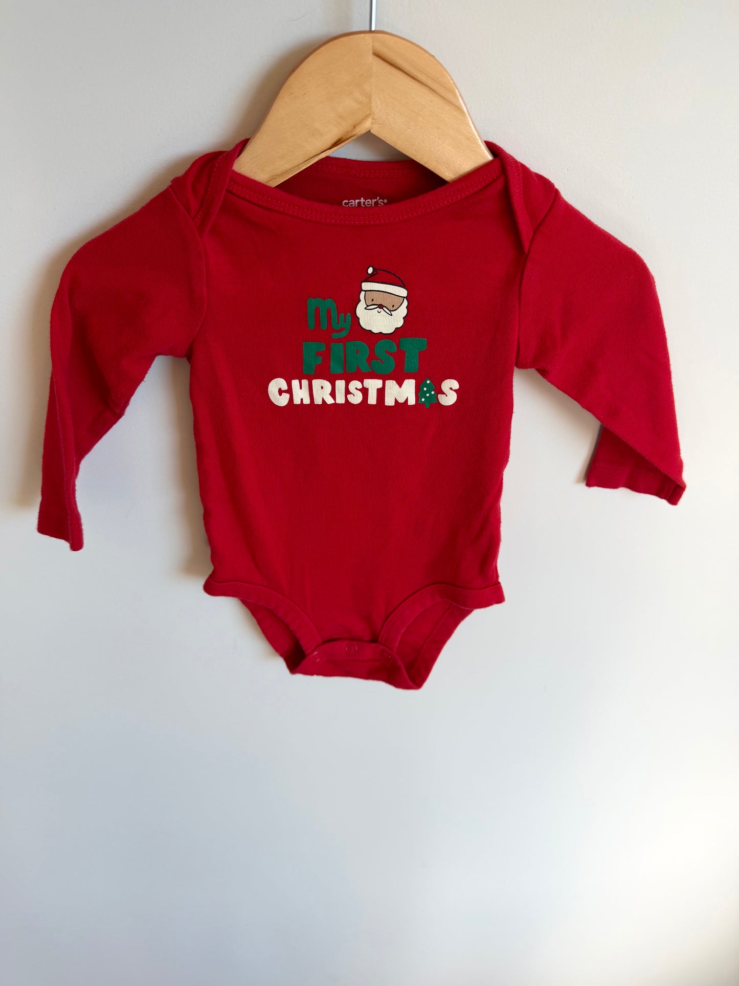 Red Santa Face My First Christmas Bodysuit / 9m