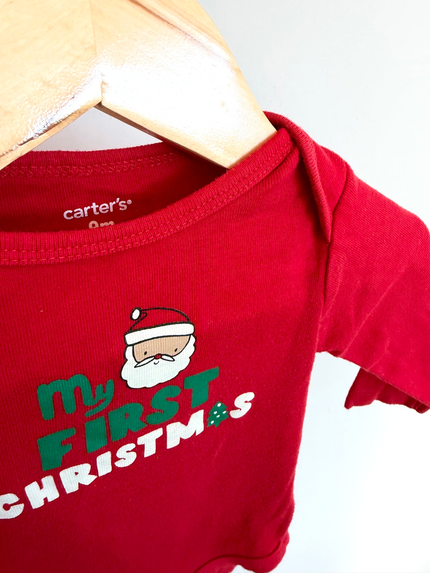 Red Santa Face My First Christmas Bodysuit / 9m