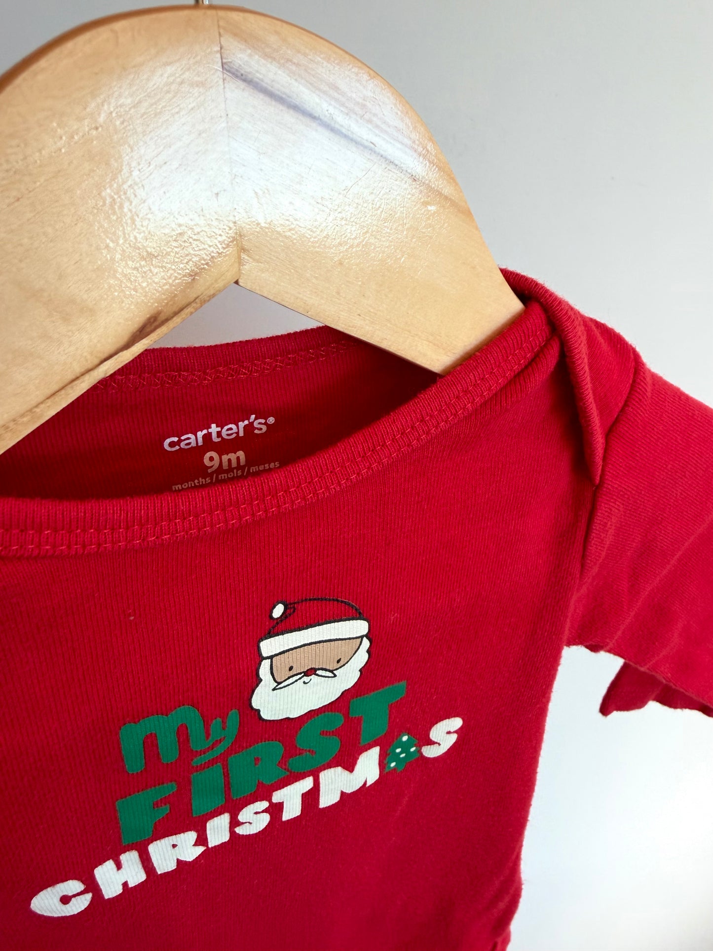 Red Santa Face My First Christmas Bodysuit / 9m
