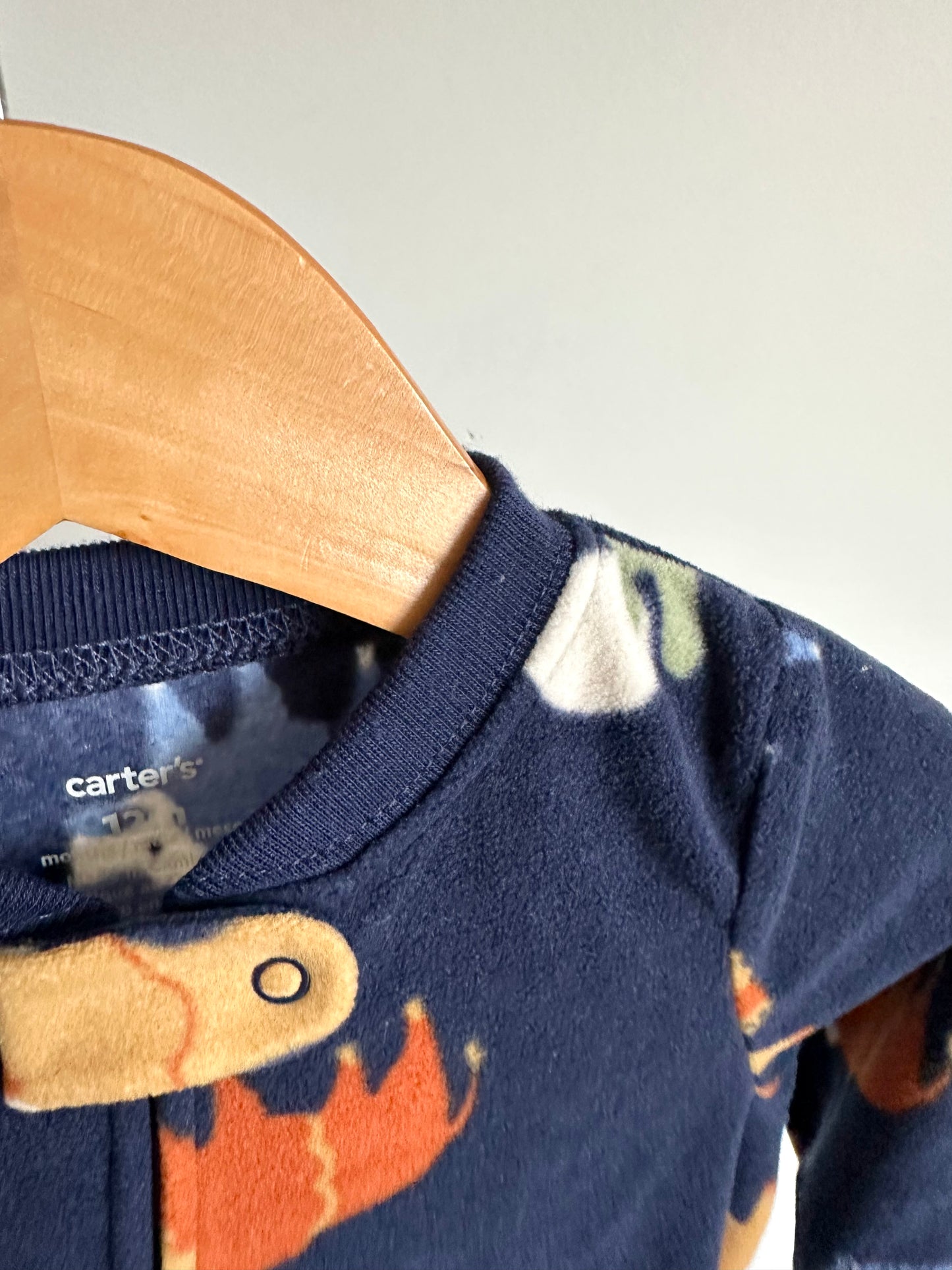 Navy Dino Fleece Sleeper / 12m